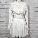 Free People NWOT Ivory Victorian Waisted CROCHET Mini Dress 2 Lace Cotton Womens Photo 11