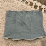 Revolve Strapless Denim Top Photo 5