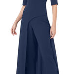 Kay Unger  Davina Stretch Walk Thru Jumpsuit Midnight Blue Size 4 Photo 0