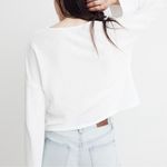 Madewell Texture & Thread Eyelet-Inset Top Spiced Olive Long Sleeve Size XS Photo 3