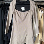 ZARA Houndstooth Long Sleeve Square Neck Mini Dress Photo 0