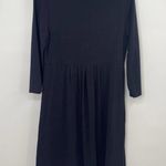 Garnet Hill Faux Wrap Dress Mini Black Cotton Stretchy Jersey Knit Womens Medium Photo 2