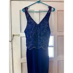CELINE Céline New York Vintage Blue Velvet Embroidered Floral Bodice Formal Prom Dress Photo 9