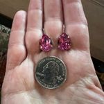 Handcrafted earrings with fuchsia Swarovski crystal Silver Photo 2