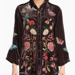 Johnny Was  Luciana Floral Butterfly Velvet Kimono Sleeve Shirt Coffee XXL NEW Photo 3