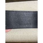 Michael Kors  Wide Black Leather Clear Crystal Click Close Wrap 6 1/2" Bracelet Photo 4