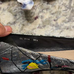 Christian Dior  Silver Metallic Floral Embroidered Flats Slip Ons Photo 8