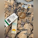 C&C California NWT  Size L Tan Blue Paisley Smocked Tank Top Bows Boho Peasant Photo 9