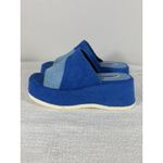 Women’s Chunky Slide Light Blue Terry Clothe Platform Slides 90s Y2K Size 8 Photo 3