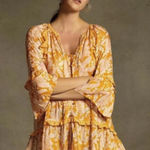 Anthropologie Orange Floral Mia Tiered Ruffled Tunic - Size - Medium Photo 0