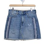 Free People Womens 2 Side Stripe Embellished Denim Miniskirt Photo 1