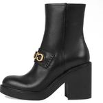 Gucci Logo Flores Calf Leather Heeled Ankle Boots Photo 1