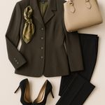 Kasper 100% Wool Green Olive Blazer 8 Quiet Luxury Old Money Minimalist Workwear Photo 1