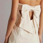 Anthropologie  Cream Floral Flower Textured Shift Mini Dress Bow Strapless 12 Photo 0