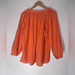 Loft  Blouse‎ Orange Polka Dot Long Sleeve Crew Neck Cotton Casual Large Photo 1