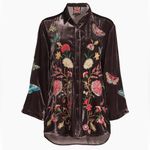 Johnny Was  Luciana Floral Butterfly Velvet Kimono Sleeve Shirt Coffee XXL NEW Photo 6