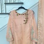 Original agha noor 2 Piece Heavily Embroidered Chiffon Shirt With Dupatta Pink Size L Photo 1