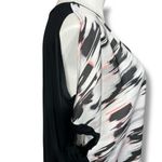 Rebel Womens Blouse Top Shirt Cold Shoulder Abstract Print Black White Pink 2X Photo 2