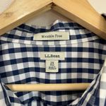 L.L.Bean Wrinkle Free Oxford Shirt 2X Plus Navy Plaid Long Sleeve Cotton Blue Size XXL Photo 4