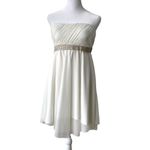 Tigerlily Vintage Y2K Tiger Lily Ivory Strapless Chiffon Mini Dress Pearl Embellished Sz M Photo 8