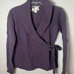 Title Nine  Vintage Wool Cotton Purple Wrap Cardigan Sweater Cabincore Size M Photo 0