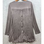 Pretty Angel  Gray Tunic Top With Crochet Lace Button Back‎  Boho S Linen Photo 5