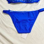 La Perla NWT Royal Blue Lace Crystal Flower Padded push up Bikini set/xs Photo 4