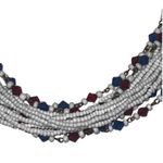 Vintage Hob’e Multistrand Red White Blue Beaded Choker Necklace Red Photo 4