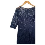 Tahari Dress Womens 10 Blue Sequined Lace Sheath Cocktail Party Formal Elegant Photo 10