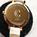 Charming Charlie  Floating Hearts White Leather Band Gold Tone New Battery Watch Photo 4