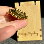 Sparkly Cameo Brooch Pin, Rhinestone Filigree Edging Detail, Red, Pink, Gold Red Photo 4