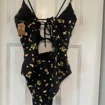PINK - Victoria's Secret Pink Victoria’s Secret Floral and Citrus Black One-Piece Swimsuit Photo 1