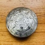925 Sterling Silver Aztec Mayan Calendar Sun Dial Pin Brooch Pendant 12.96g VTG Photo 13