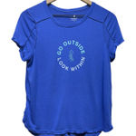 Free People  Movement Top‎ Sz L  Blue Go Outside Look Within Short Sleeve Tee Photo 0
