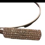 Silver Stretch Thin Skinny Metal Belt With Rhinestone Bar Closure Statement Photo 2