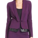 Laundry by Shelli Segal Faux Leather Trim Peplum Jacket Plum Purple Black Blazer Photo 0