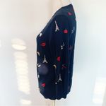 Talbots  Iconic French Embroidery Navy Crew Neck Sweater Size M Photo 10