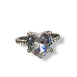 Diamond Heart CZ Engagement Wedding Silver Ring Size 6 Photo 7