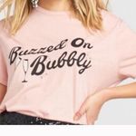 Show Me Your Mumu Buzzed On bubbly Graphic Tee Pink Cotton Size Small Photo 2