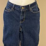 Eddie Bauer Dark Wash Curvy Bootcut 5-Pocket Tan Contrast Stitching Jeans-Size 8 Photo 1