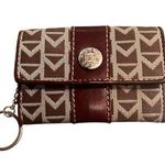 Michael Kors  Signature Key Chain Wallet Change Purse Brown Designer 4.5”x3.5” Photo 0