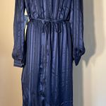 Adyson Parker Black Iris Indigo Stripe Long Sleeve Asymmetrical Hem Large Photo 2