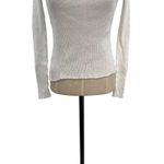 Enza Costa Scalloped Long Sleeve Crew Tee Shirt Top in White Size Small Photo 5