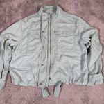 Loft ‎ Utility Jacket Lightweight Cropped Drawstring Waist Green Petite MP $119 Photo 2