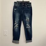 Judy Blue Mid-Rise Boyfriend Distressed Jeans Straight Leg Cuffed Denim 11/30 Photo 5