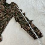 Very J  Ruffle Tunic Top Dress Sz L Green Paisley Boho Cottage 70s Festival Retro Photo 6