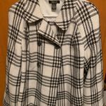 Style & Co NEW Women Large Short Coat Plaid Black & White Big Buttons Photo 0