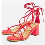 Topshop  Womens Nashville Noge Strappy Sandals Coral Size 7.5 Leather Insole Photo 2
