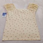 Abound  Yellow and Coral Floral Rose Cap Sleeve Blouse with Ruffled Tie Front NWT Photo 6