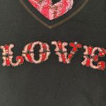 Vintage Y2K 90s Rock Solid Embroidered Embellished V Neck Thermal Tee Medium Black Photo 2